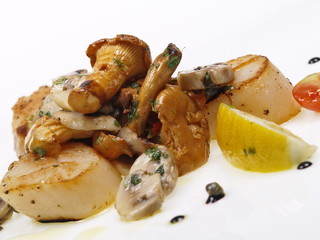 gebratene jakobsmuscheln mit pfifferlingen