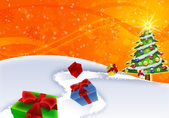 Albero di Natale e regali oro