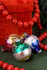 Christmas balls and present