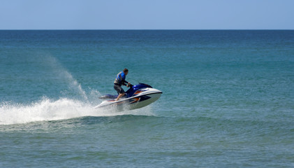 Fast Jetski Rider Ocean