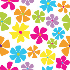 Seamless retro flowers in multiple color schemes