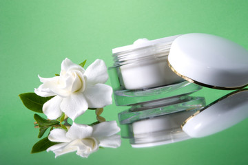 Face cream and gardenias