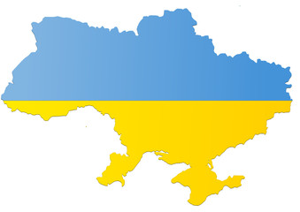 Obraz premium Carte de l'Ukraine (Drapeau)