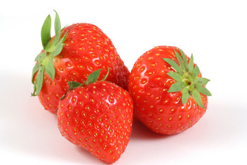 three strawberrys close-up