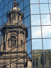 Old and new Santiago meet on Plaza de Armas