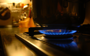Burning gas of a kitchen range