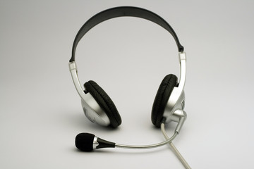 headphones with microphone on white background