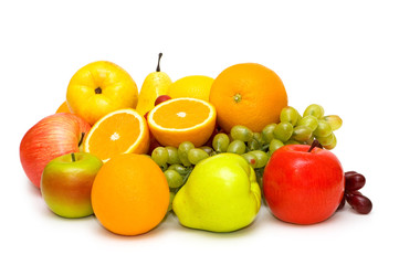 Various fruits isolated on the white background