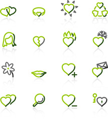 green-gray love icons