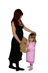 Mum, daughter and a toy:)