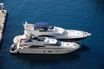 Fototapeta premium Expensive boats docked at exclusive marina