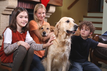 Family with dogs