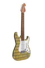 Naklejka premium guitare electrique 3D brique jaune - info2d3d