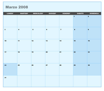 Calendario vettoriale marzo 2008