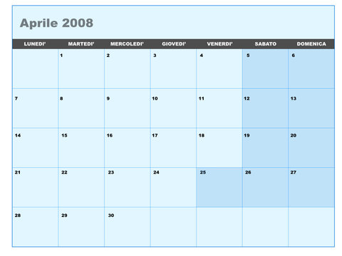 Calendario vettoriale aprile 2008