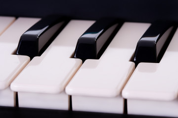 Piano keyboard. Macro shot. Shallow depth of field