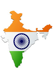 Carte de l'Inde (Drapeau)