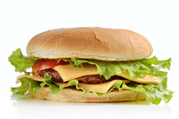 Hamburger against white background