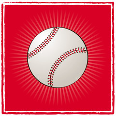 balle de baseball sur fond rouge