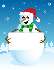 Snowman with a black board