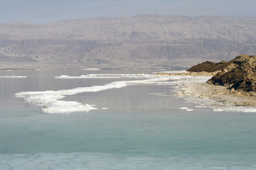 salt and islands of the Dead sea, Israel