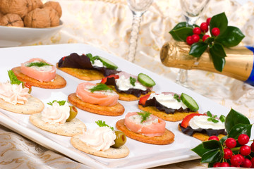 Tray full of fresh canapes
