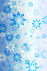 Illustration of blue snowflakes background