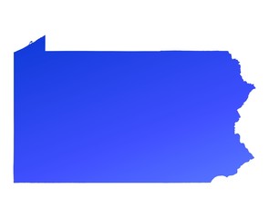 blue gradient map of Pennsylvania, USA