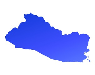 blue gradient map of El Salvador - obrazy, fototapety, plakaty