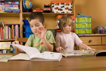 Children reading book