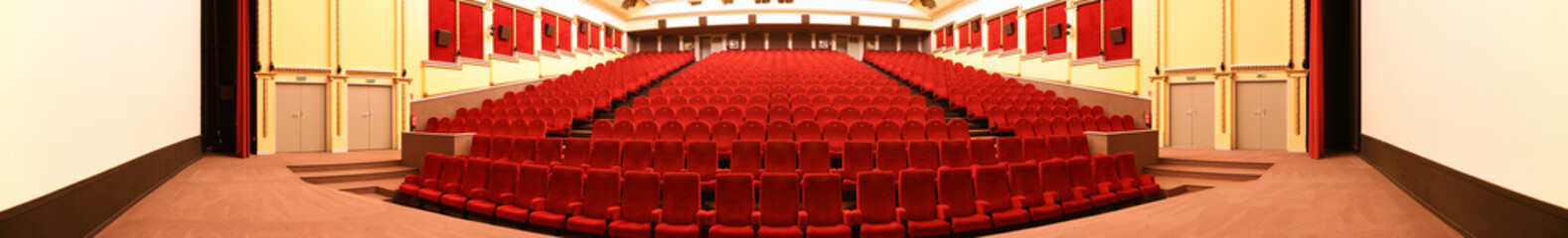 empty cinema auditorium, panorama photo