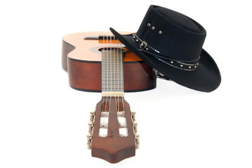 Naklejka premium Country & Western guitar hat