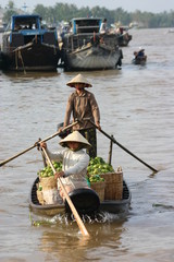 Barque sur le Mekong Marché flottant