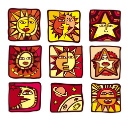 A collection of abstract  planets, icons, vectors 