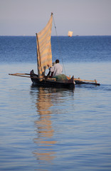 Naklejka premium Locals going fishing early in the morning