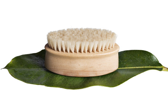 Bath scrub brush on white