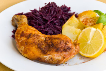 hähnchen-schlegel mit rotkraut 4