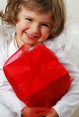 happy angel with gift