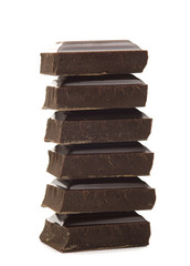 black bitter chocolate on white background