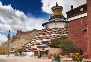 Ancient stupa Kumbum in Pelkhor Chode monastery. Gyantse, Tibet