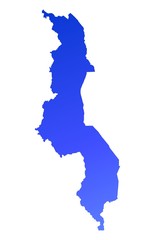 blue gradient map of Malawi