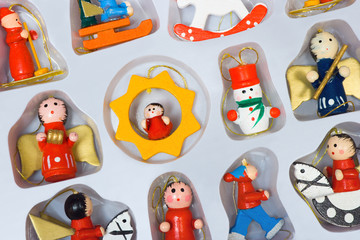 Fototapeta premium Christmas toys in box