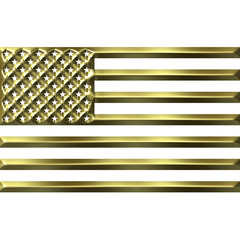 3D Golden USA Flag