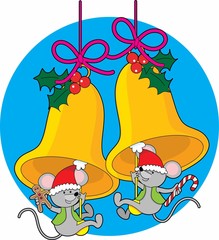 Fototapeta premium Christmas Bell Mice
