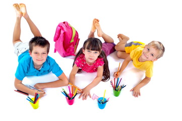 Children drawing together