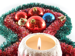 candle and xmas decorations