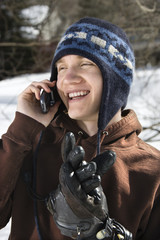 Teen talking on phone.