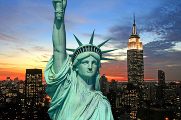 The Statue of Liberty and New York City skyline © Gary