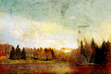 old-fashioned landscape - antique house