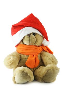 Teddy bear with Santa hat